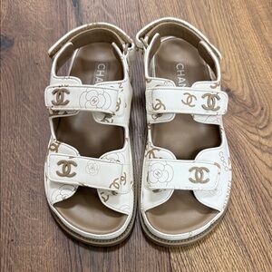 Chanel Dad Sandals - Cream and Brown